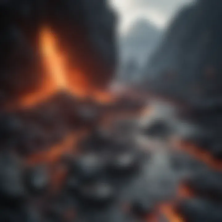 Volcanic landscape showcasing lava flow