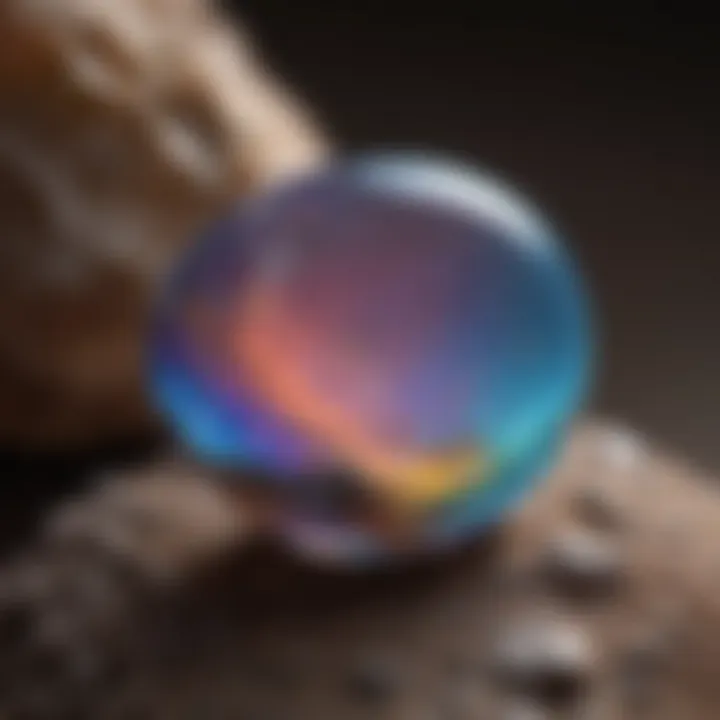 Close-up view of a vivid opal showcasing color play