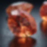 Close-up view of a padparadscha sapphire showcasing its unique color blend