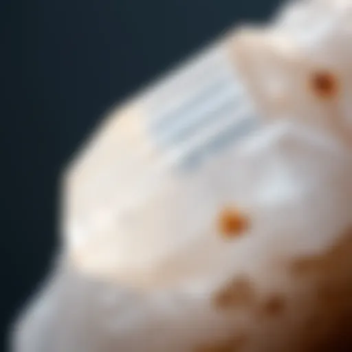 Close-up view of crystal quartz showcasing its transparency and luster