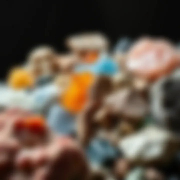 Diversity of Rock Minerals A close-up view of various rock minerals displaying their unique textures and colors.