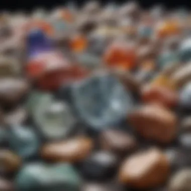 Collection of Crystal-Looking Rocks A collection of various crystal-looking rocks displayed in an organized manner, reflecting their beauty and diversity.