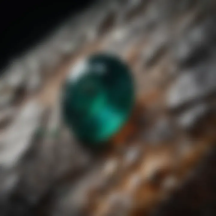 A close-up view of a stunning opaque emerald showcasing its unique texture and color variations.