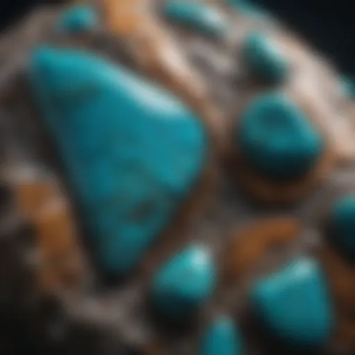 Close-up of turquoise stone showcasing its vivid colors and unique textures