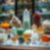 An elegant display of assorted crystals showcasing their unique colors and forms