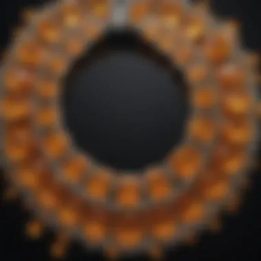 Jewelry piece featuring yellowish orange crystals, highlighting their aesthetic appeal