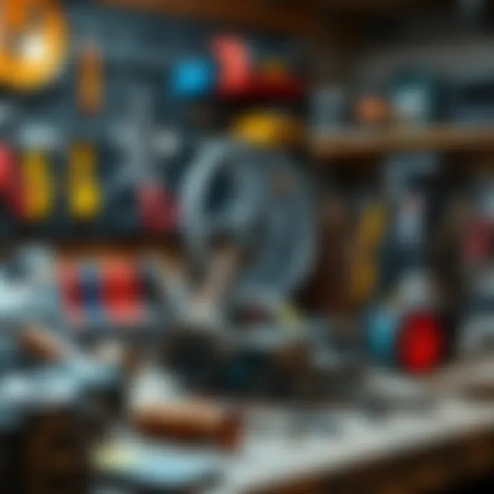 Maintenance Tools for Rock Saws An organized workspace illustrating maintenance tools for rock saws