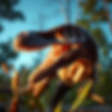 Artist rendering of velociraptor in its natural habitat