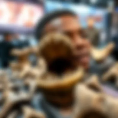 Showcasing megalodon teeth at a fossil exhibition