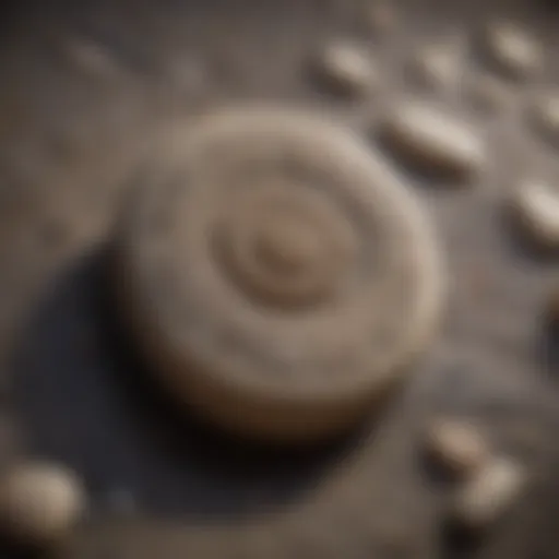 Close-up of a worry stone with intricate patterns highlighting its texture